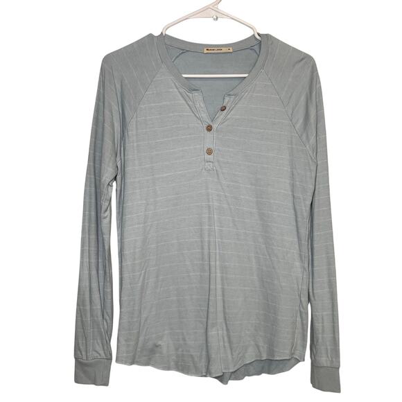 Marine Layer Other - Marine Layer Shirt Womens Size M Light Blue Striped Long Sleeve Henley Lounge